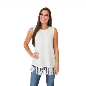 Boutique Sweater Tank with Tassels